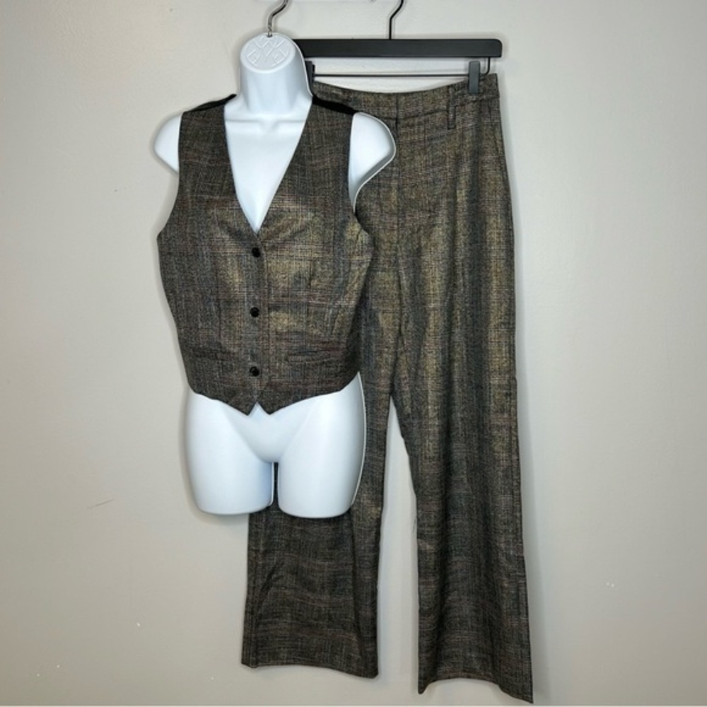 Jason Wu Brown‎ Shimmery Plaid Vest Size M and Trousers Size 2